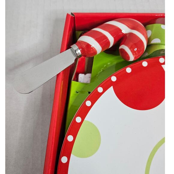 Mud Pie Christmas Holiday Initial "k" Ceramic 8" Cheese Plate & Spreader set NWT - Picture 3 of 9